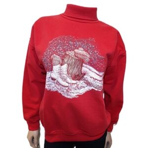 Vintage Northern Reflections Winter Skating Turtleneck Sweater Slouchy Oversized
